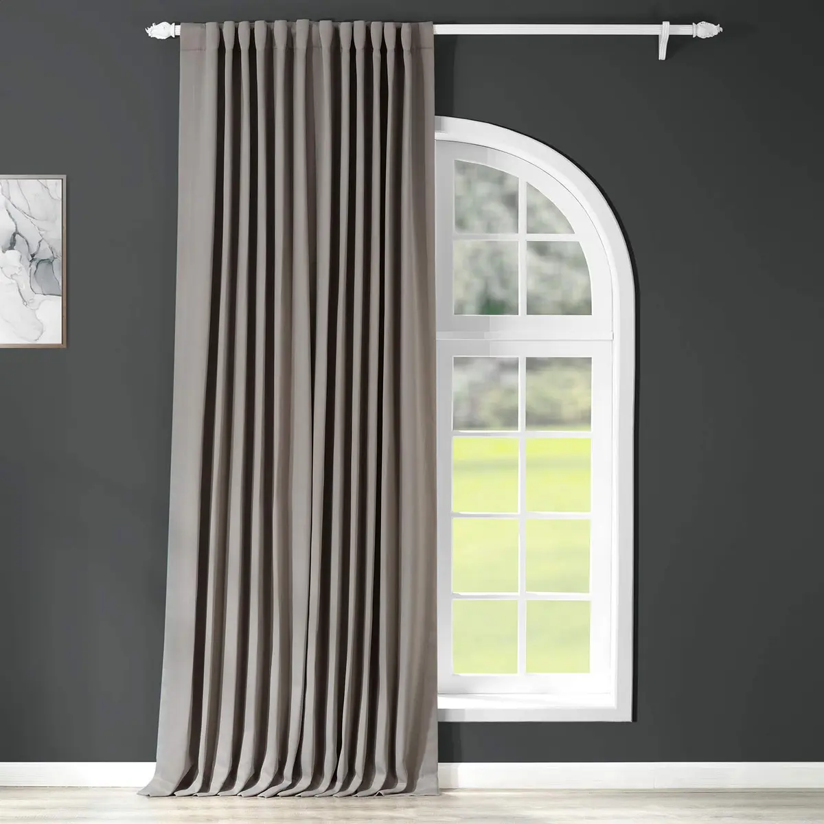 HPD Half Price Drapes Extra Wide Room Darkening Curtains 100 x 108 | Neutral Grey, Unlined, 75-80% Light Block - main product image