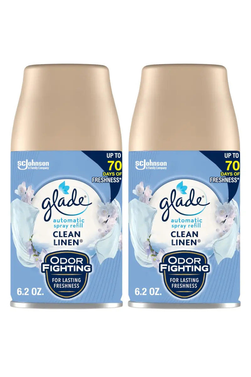 Glade Automatic Spray Air Freshener Refill Clean Linen 2 Count 185ml (6.2 Fl Oz) | Timed Fragrance Release - main product image