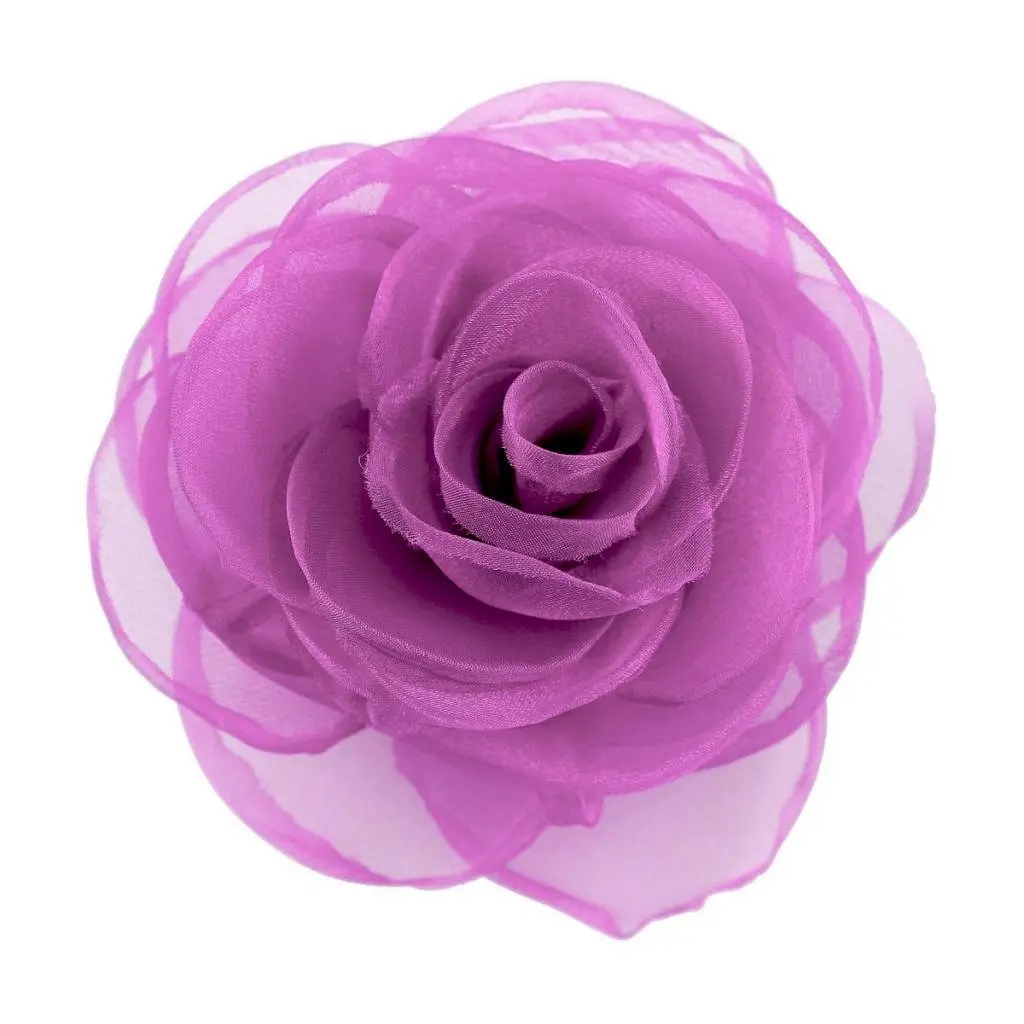 Merdia Women's Lovely Flower Hair Clip, Rose Brooch Pin, Floral Hair Accessory, Light Purple | Elegant 4.3-inch flower - main product image