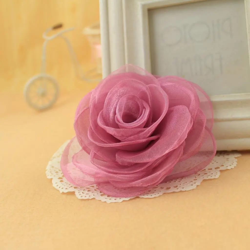 Merdia Women's Lovely Flower Hair Clip, Rose Brooch Pin, Floral Hair Accessory, Light Purple | Elegant 4.3-inch flower - view 2
