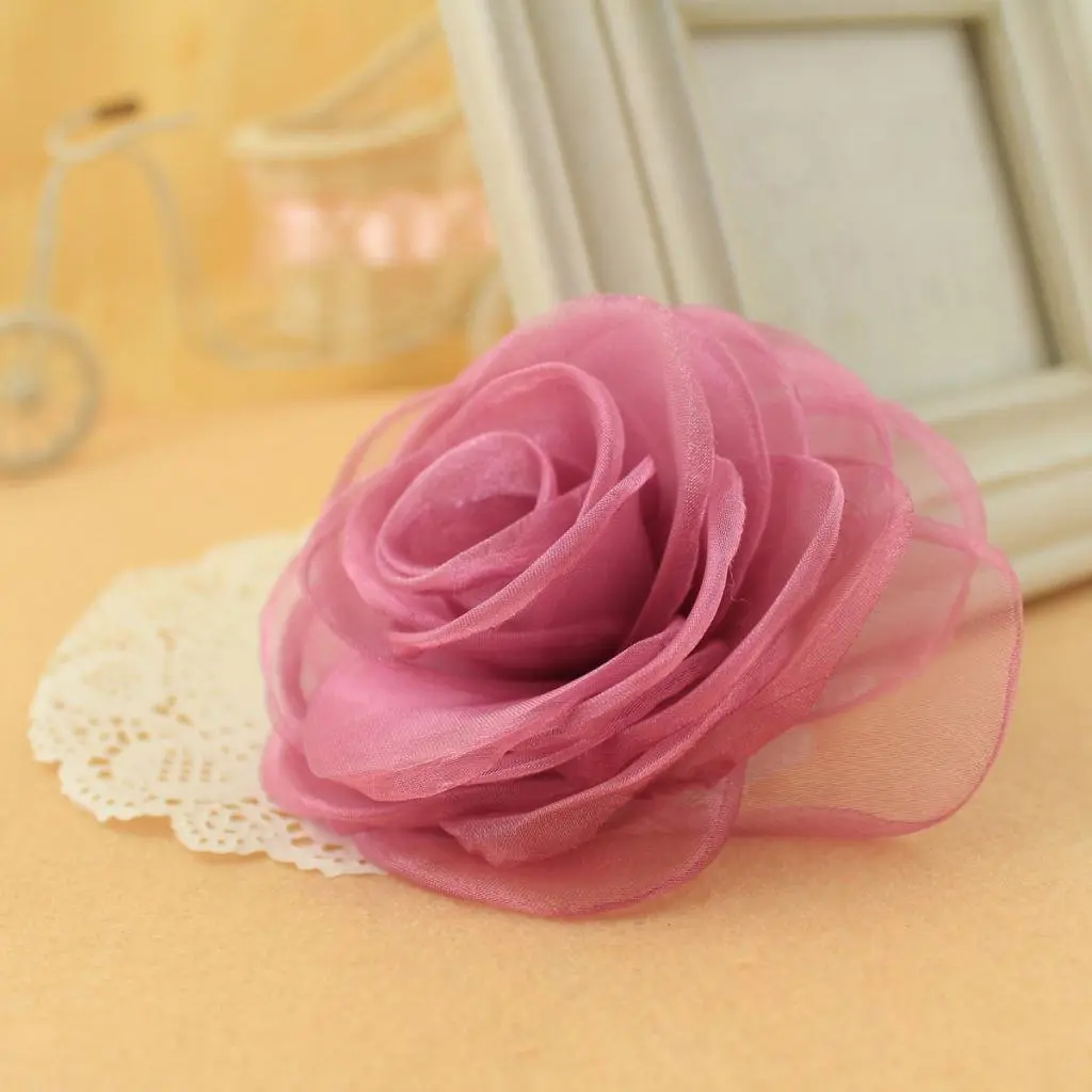 Merdia Women's Lovely Flower Hair Clip, Rose Brooch Pin, Floral Hair Accessory, Light Purple | Elegant 4.3-inch flower - view 4