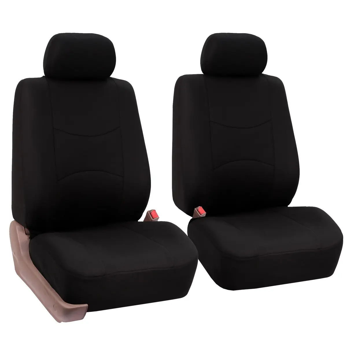 FH Group Car Seat Covers Front Set in Cloth | Universal Fit, Waterproof, Washable, Airbag Compatible, Split Bench Suitable, Black - main product image