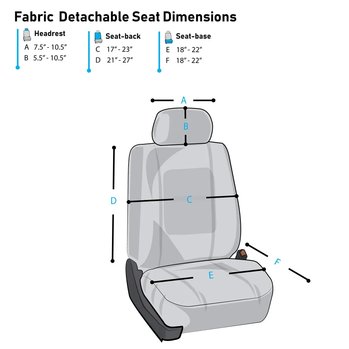 FH Group Car Seat Covers Front Set in Cloth-Universal Fit, Low Back, Washable, Blue | Protect & Enhance Interior - view 3