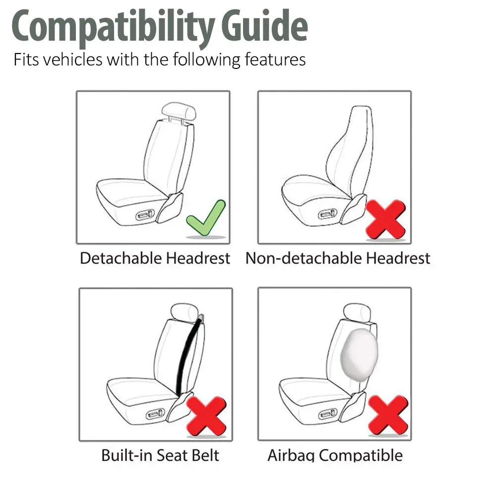 FH Group Car Seat Covers Front Set in Cloth-Universal Fit, Low Back, Washable, Blue | Protect & Enhance Interior - view 4