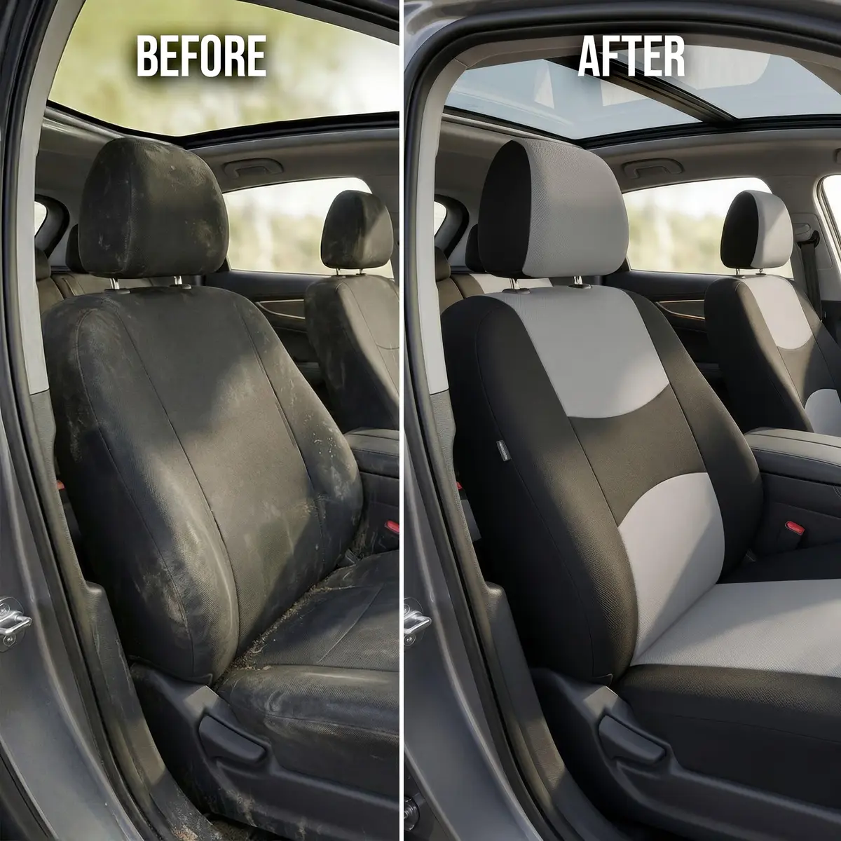 FH Group Car Seat Covers Front Set in Cloth | Universal Fit, Washable, Gray - view 8