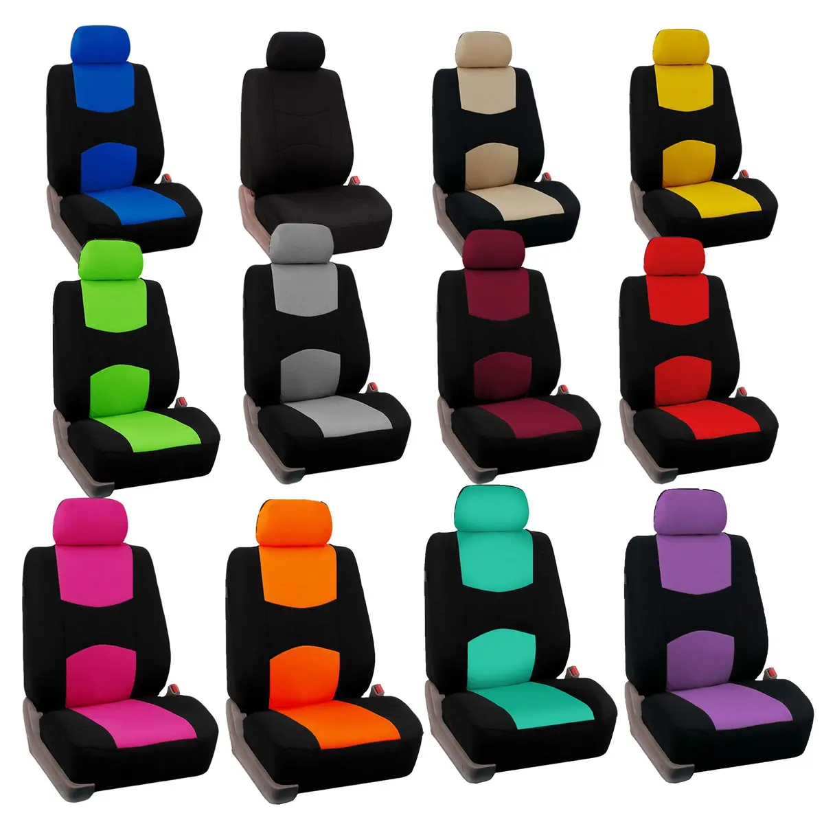 FH Group Car Seat Covers Front Set in Cloth | Universal Fit, Washable, Red - view 5