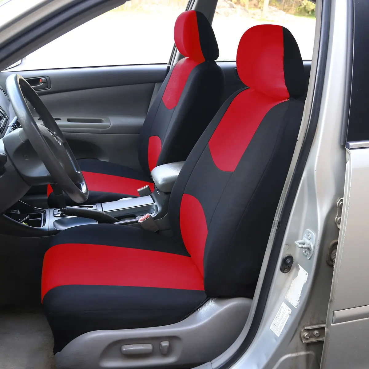 FH Group Car Seat Covers Front Set in Cloth | Universal Fit, Washable, Red - view 6
