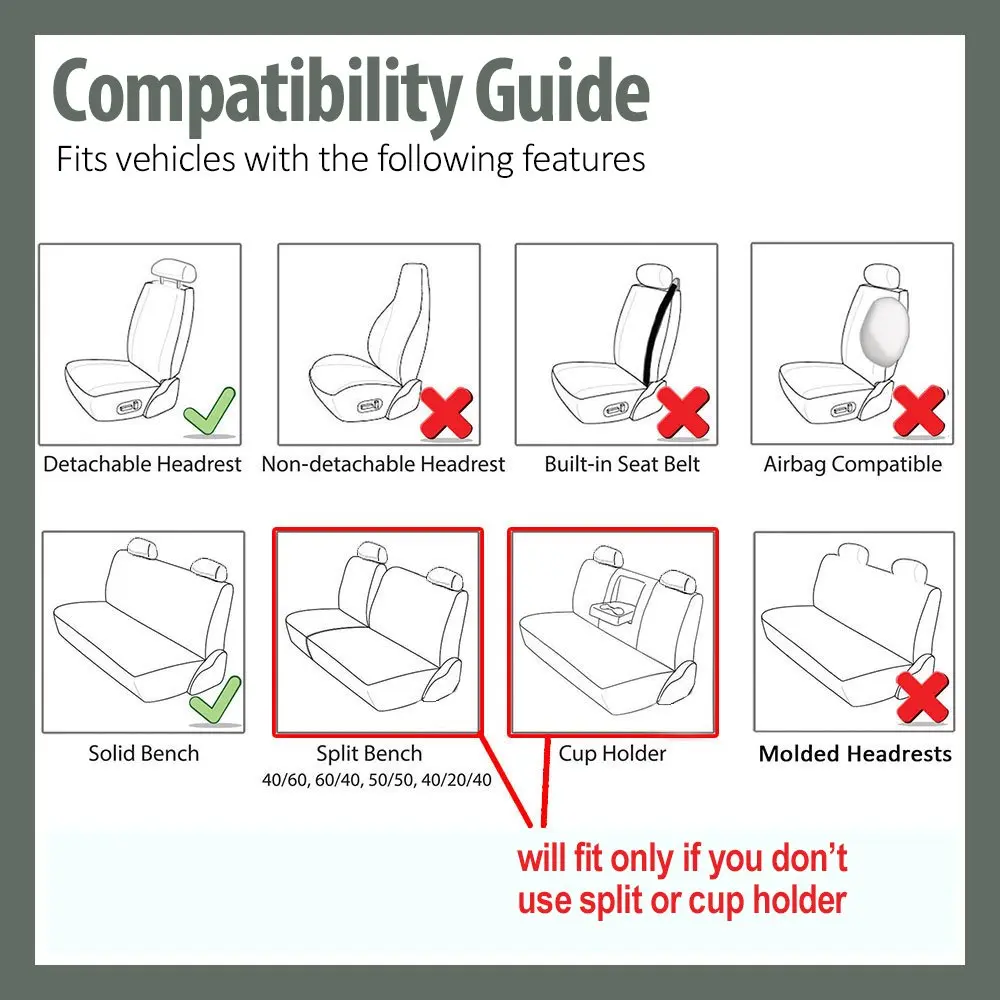 FH Group Car Seat Covers Front Set in Cloth | Universal Fit, Washable, Red - view 4
