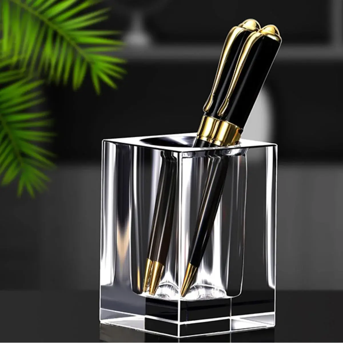 Yakri Clear Crystal Pen Holder for Desk Stationery Organizer | K9 Crystal, 6cm x 6cm x 9cm - view 8
