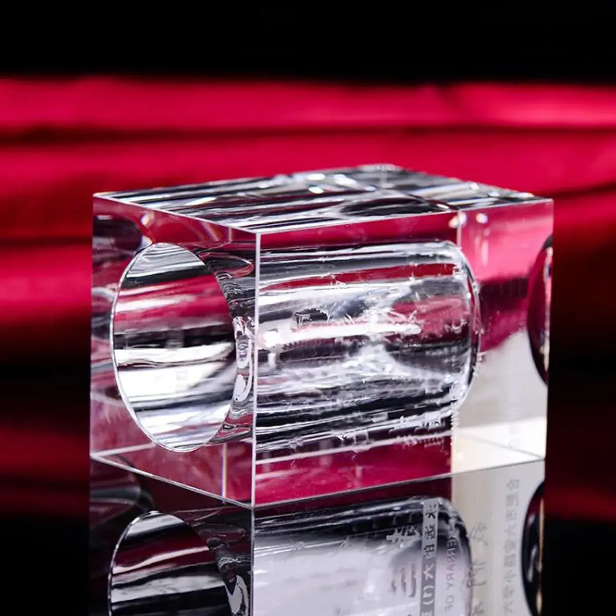 Yakri Clear Crystal Pen Holder for Desk Stationery Organizer | K9 Crystal, 6cm x 6cm x 9cm - view 4