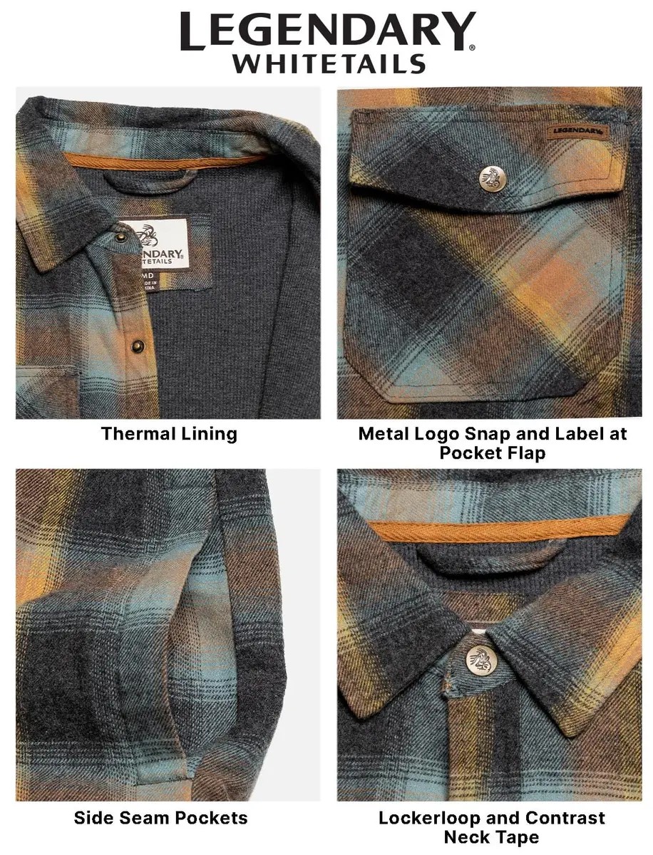 Legendary Whitetails Thermal Lined Shirt Jacket Sky | Insulated Cotton Flannel for Men - view 6