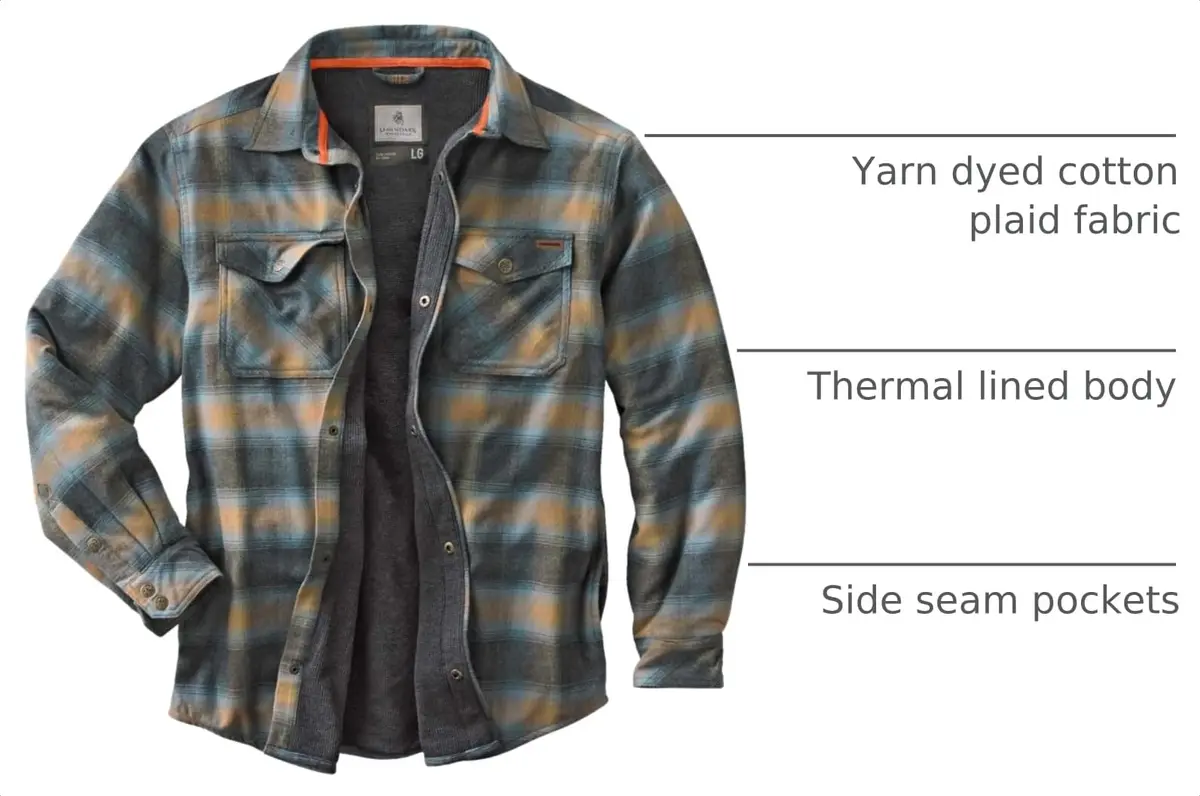 Legendary Whitetails Thermal Lined Shirt Jacket Sky | Insulated Cotton Flannel for Men - view 4