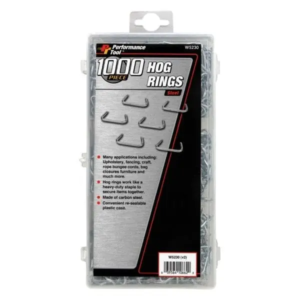 Performance Tool W5230 1,000-Piece Carbon Steel Hog Rings | Versatile Heavy-Duty Fasteners for Upholstery & Fencing - view 3