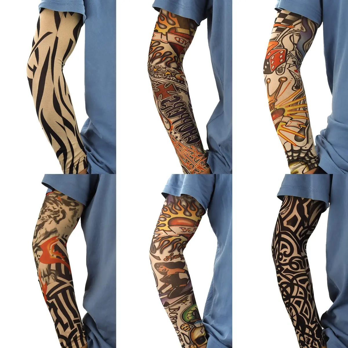 YARIEW Temporary Tattoo Sleeves for Men Arm Sleeves | Sun Protection & Party Decor (70-120 chars) - view 3