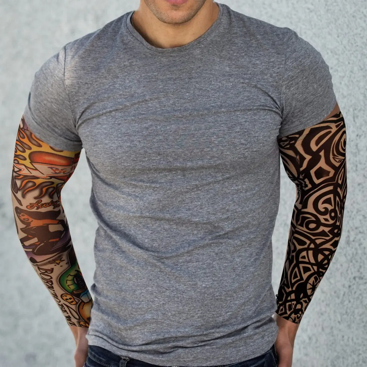 YARIEW Temporary Tattoo Sleeves for Men Arm Sleeves | Sun Protection & Party Decor (70-120 chars) - view 4