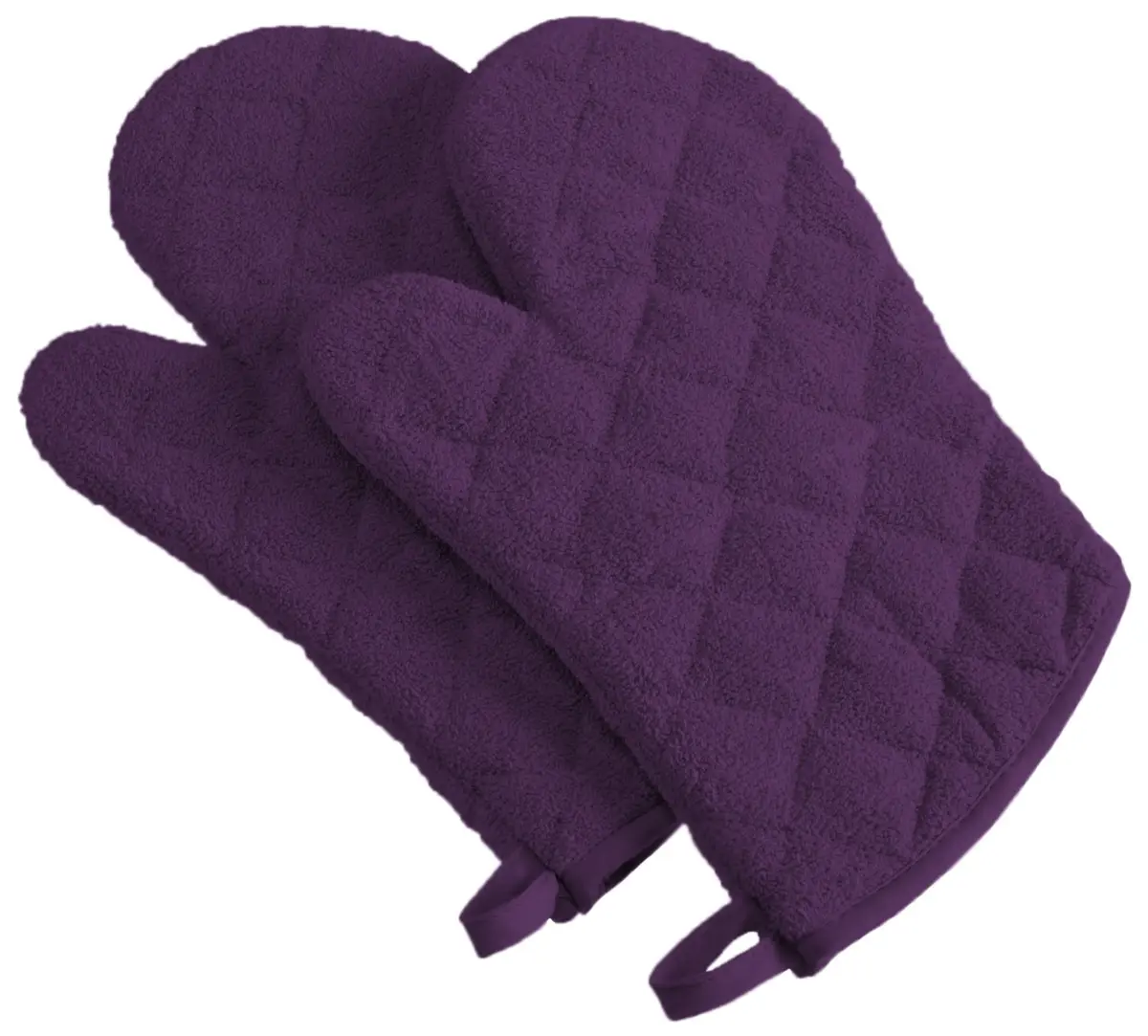 DII Basic Terry Collection Quilted Cotton Oven Mitts 18cm x 33cm (7" x 13") | Heat Resistant Kitchen Mitts - main product image
