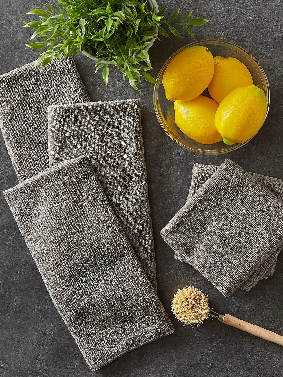 DII Microfiber Dishtowel Set 16x24 in Gray | Ultra Absorbent, Low Lint, 6 Piece - view 6