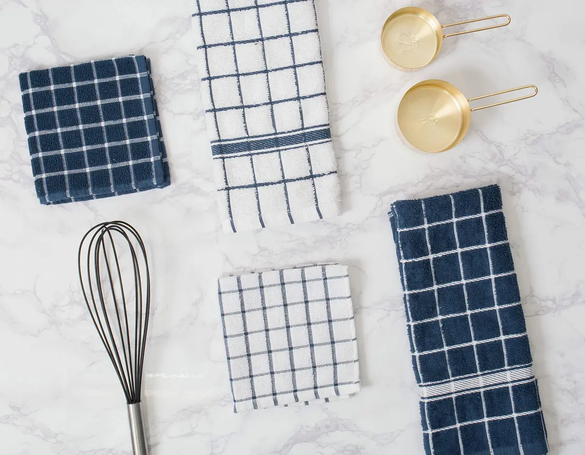 DII Basic Terry Collection Windowpane Dishcloth Set, 12x12, Nautical Blue | Ultra Absorbent Cotton Kitchen Cloths - view 6