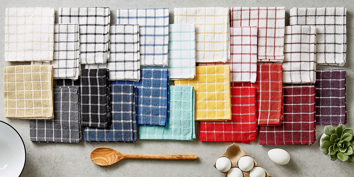 DII Basic Terry Collection Windowpane Dishcloth Set, 12x12, Nautical Blue | Ultra Absorbent Cotton Kitchen Cloths - view 7