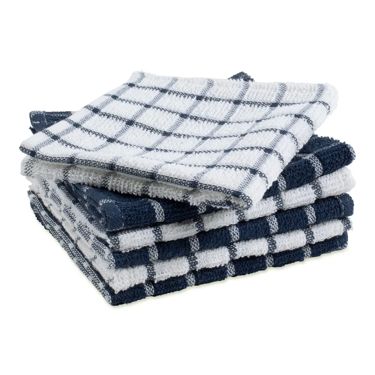 DII Basic Terry Collection Windowpane Dishcloth Set, 12x12, Nautical Blue | Ultra Absorbent Cotton Kitchen Cloths - view 2