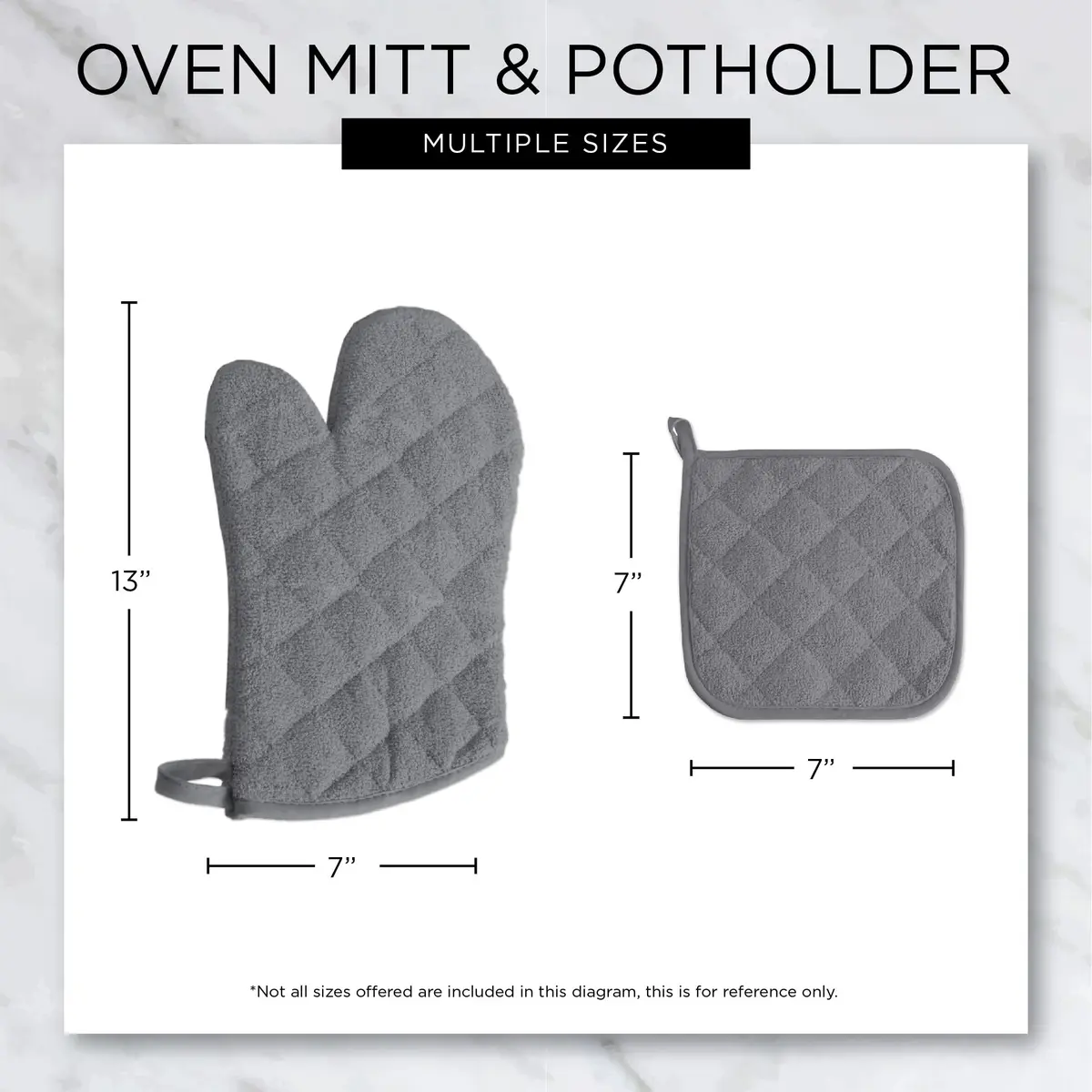 DII Basic Terry Collection Quilted Cotton Potholder 7x7 inch (18x18 cm) - Set of 3 | Heat Resistant Up to 400°F - view 8