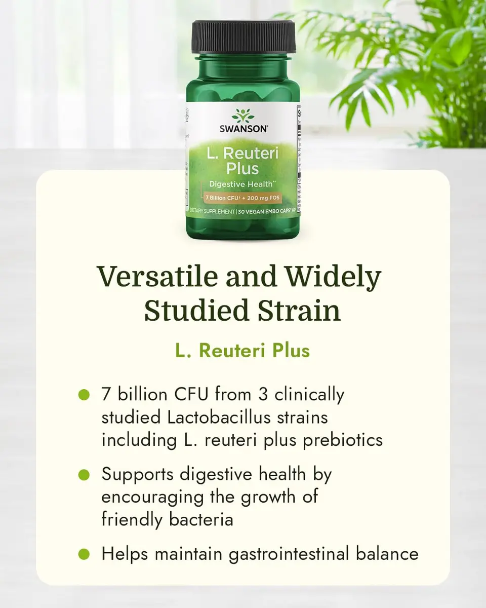 Swanson L. Reuteri Probiotic with Prebiotic 30 Vegan Capsules | Gut Health Support for Adults - view 9