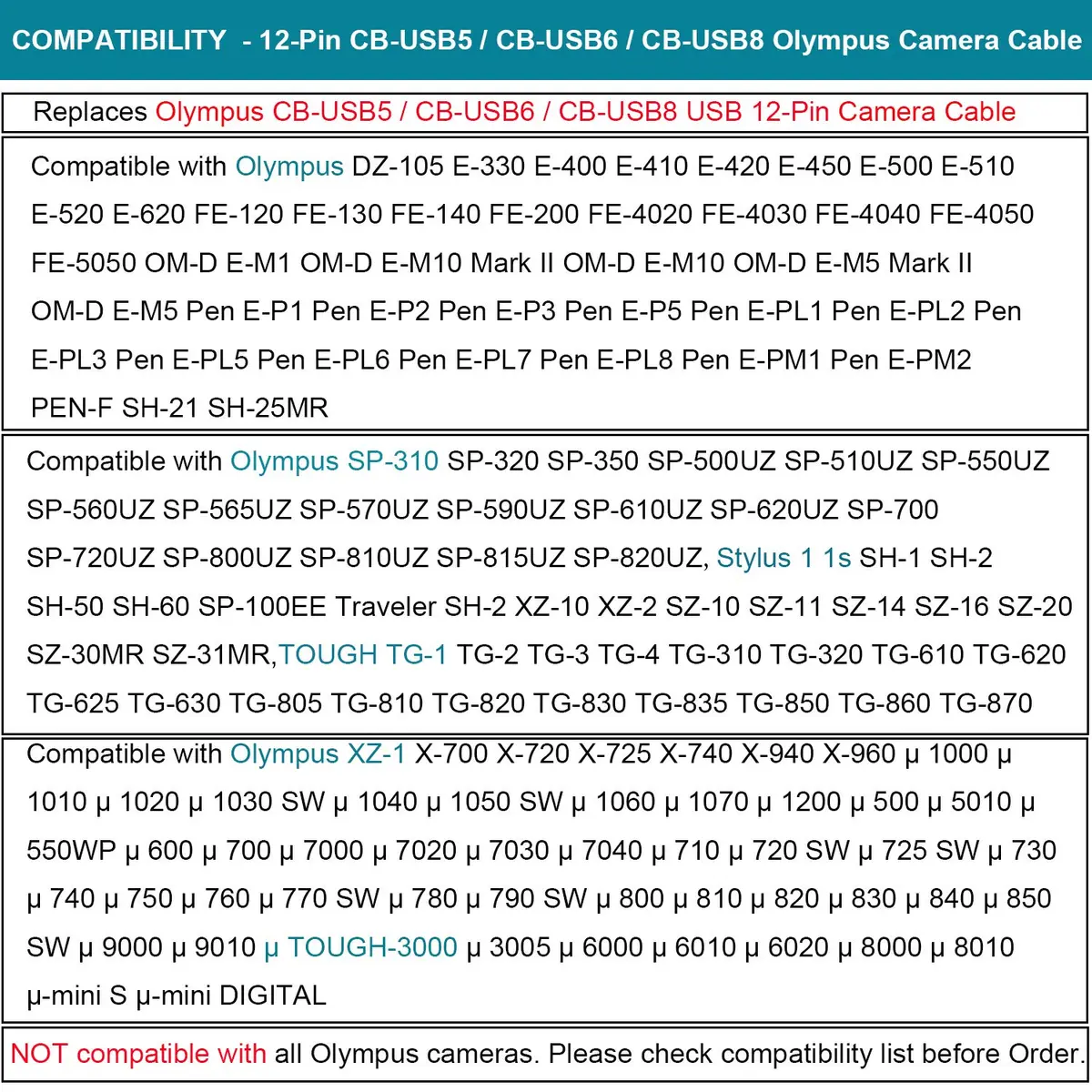 MaxLLTo USB Battery Charger +Data SYNC Cable for Olympus Camera Tough TG-610 TG-850 | Data Transfer & Backup - view 2
