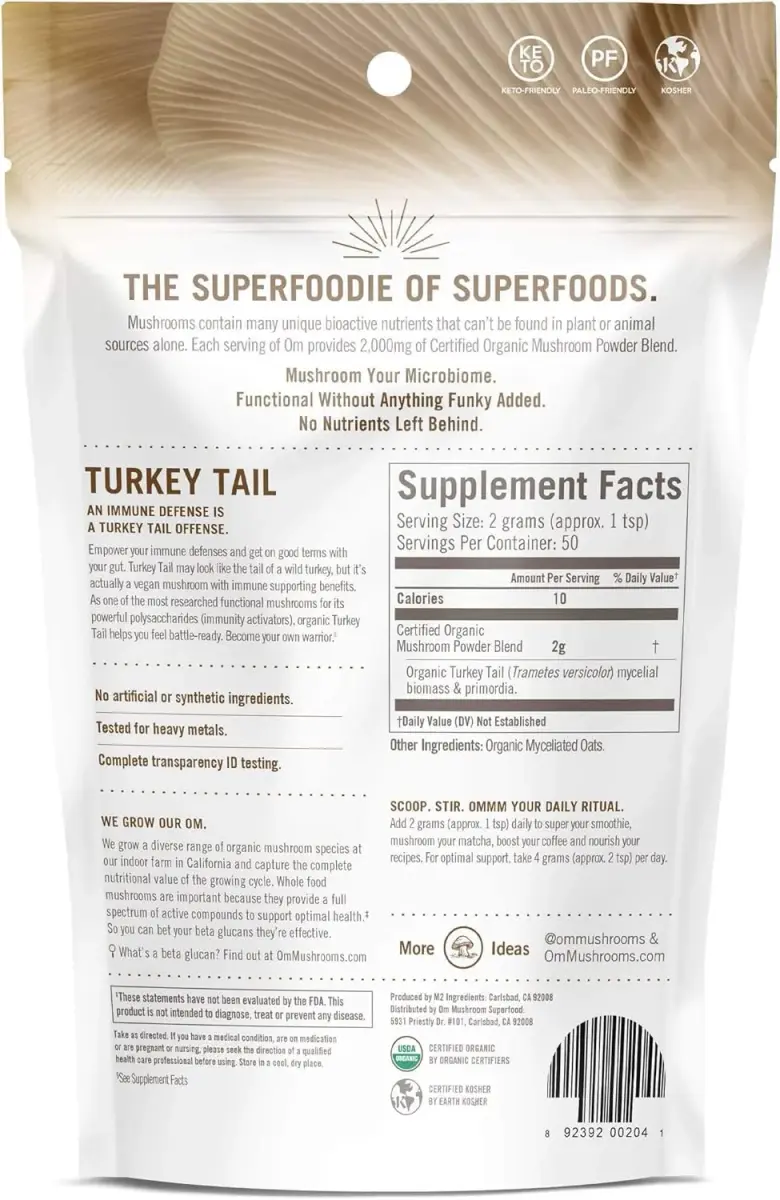 OM Mushroom Superfood Turkey Tail Organic Mushroom Powder 3.5 oz (99g) | Immune Support with Beta Glucans - view 9