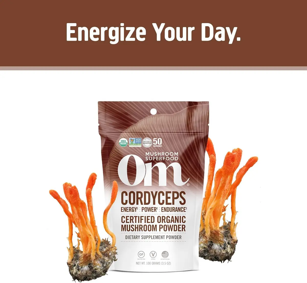 OM MUSHROOM SUPERFOOD Cordyceps Organic Mushroom Powder, 3.5 Oz | Supports Energy & Endurance - view 3