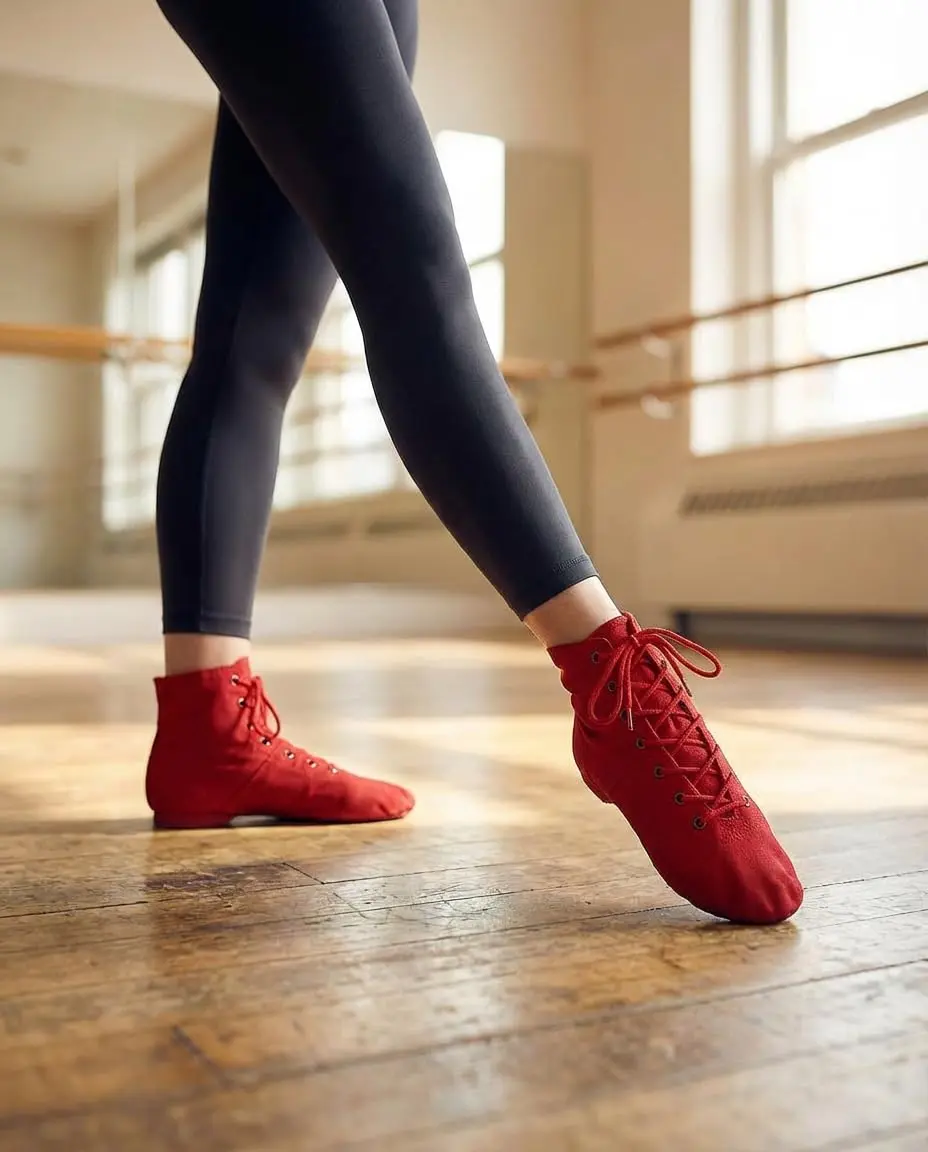 MSMAX Womens Jazz Dance Boots Lace Up High Top Character Shoes for Women - Split Sole Ankle Boots for Jazz, Theater, Stage Performance & Costume Red 7 M US Women - view 5
