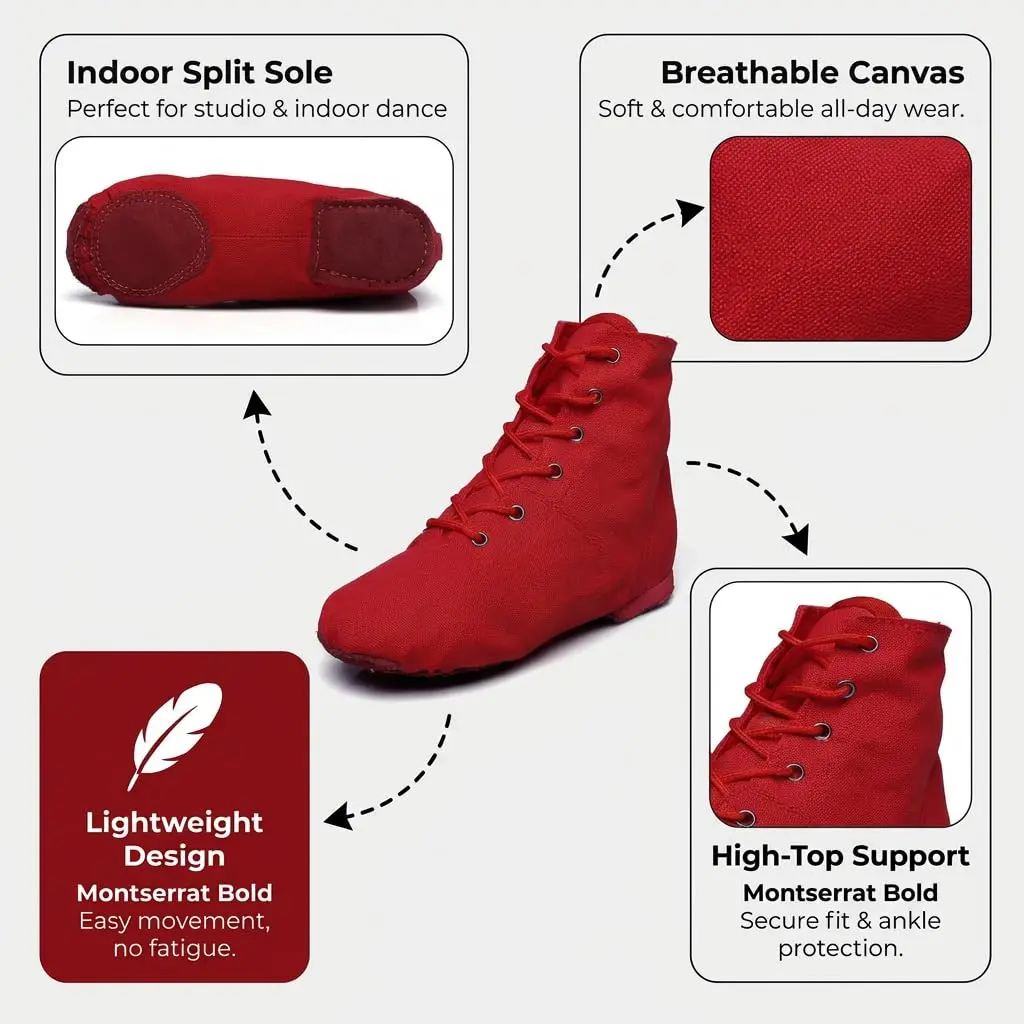 MSMAX Womens Jazz Dance Boots Lace Up High Top Character Shoes for Women - Split Sole Ankle Boots for Jazz, Theater, Stage Performance & Costume Red 7 M US Women - view 6