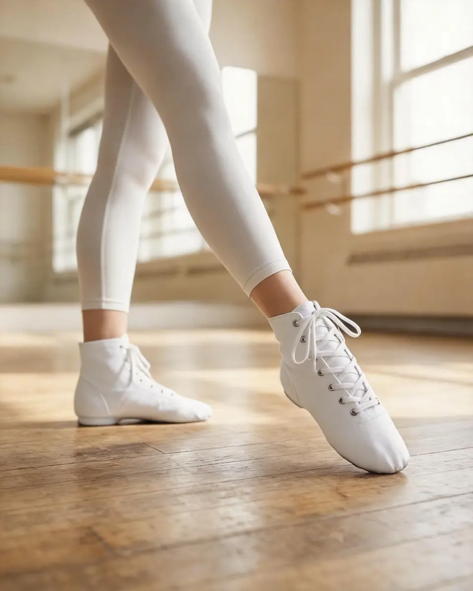 MSMAX Womens Jazz Dance Boots Lace Up High Top Character Shoes for Women - Split Sole Ankle Boots for Jazz, Theater, Stage Performance & Costume White 8 M US Women - view 3