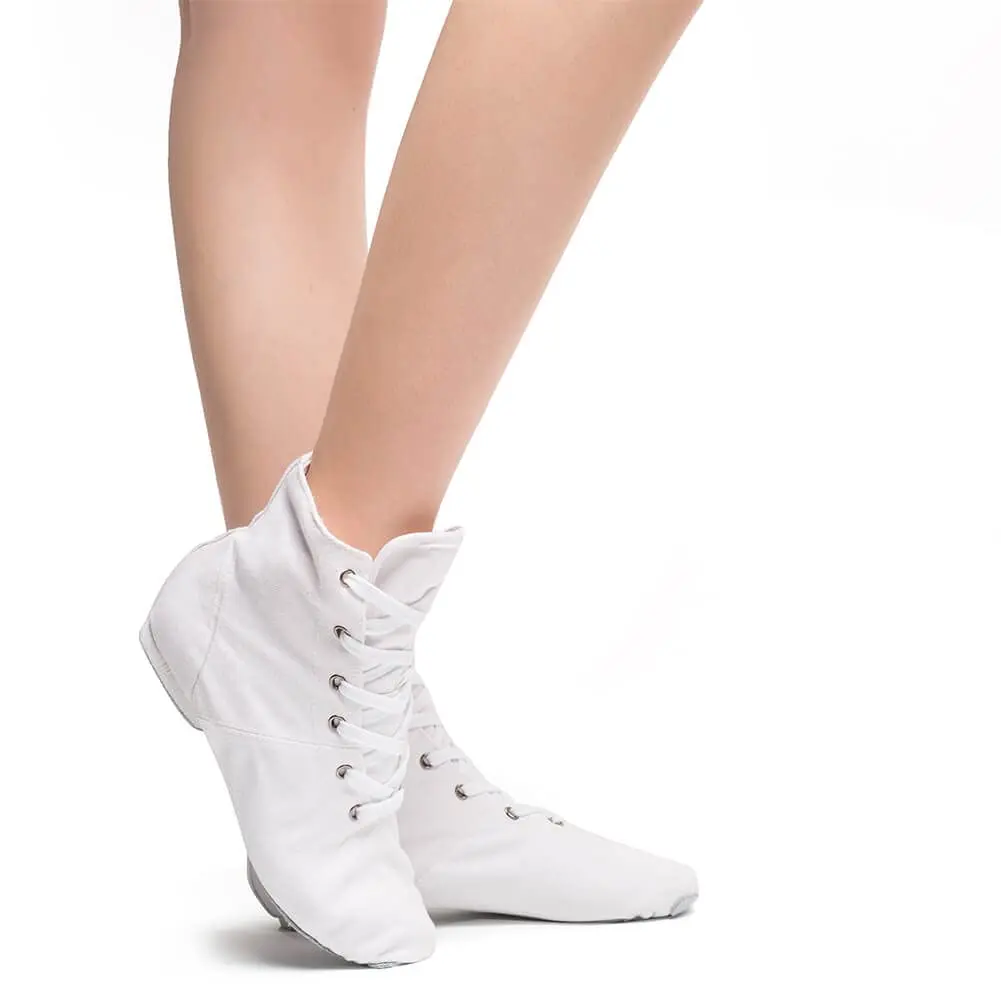 MSMAX Womens Jazz Dance Boots Lace Up High Top Character Shoes for Women - Split Sole Ankle Boots for Jazz, Theater, Stage Performance & Costume White 8 M US Women - view 4