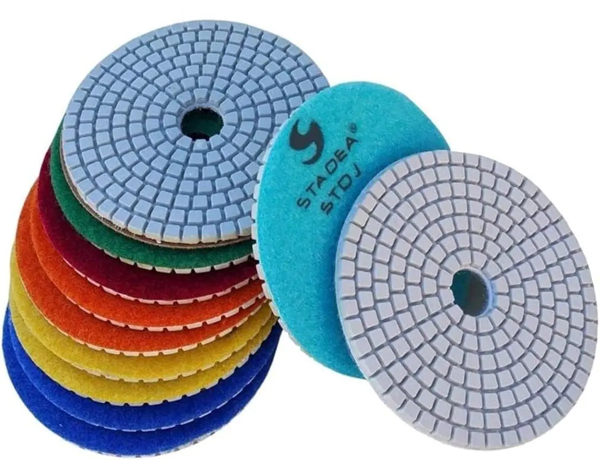 STADEA Diamond Granite Countertop Polishing Pads 4" Set of 9 | Wet/Dry Use on Marble, Stone, Glass - main product image