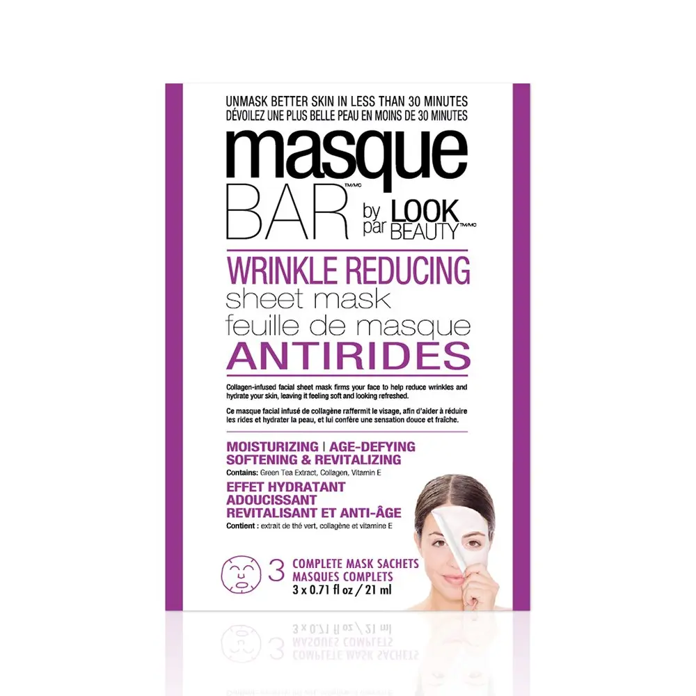 masque BAR Wrinkle Reducing Sheet Mask - 3 Pack | Collagen-infused, Hydrates & Firms | Made in South Korea - main product image