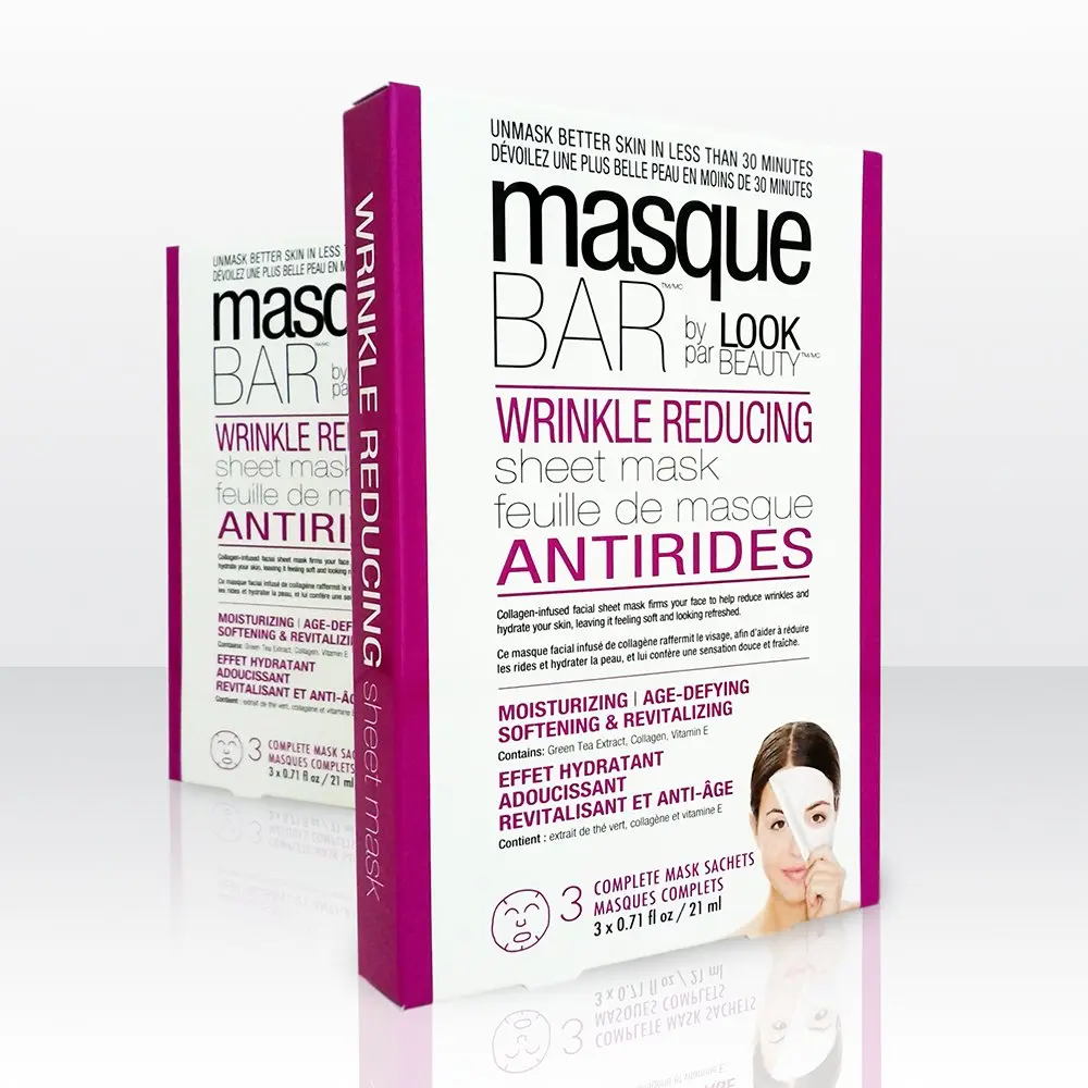 masque BAR Wrinkle Reducing Sheet Mask - 3 Pack | Collagen-infused, Hydrates & Firms | Made in South Korea - view 2