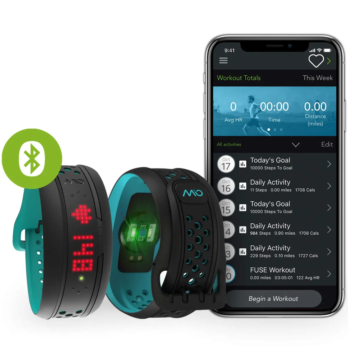 Medisana Mio FUSE Heart Rate, Sleep + Activity Tracker Aqua, Small/Medium | Track All-Day Activity & Sleep - main product image