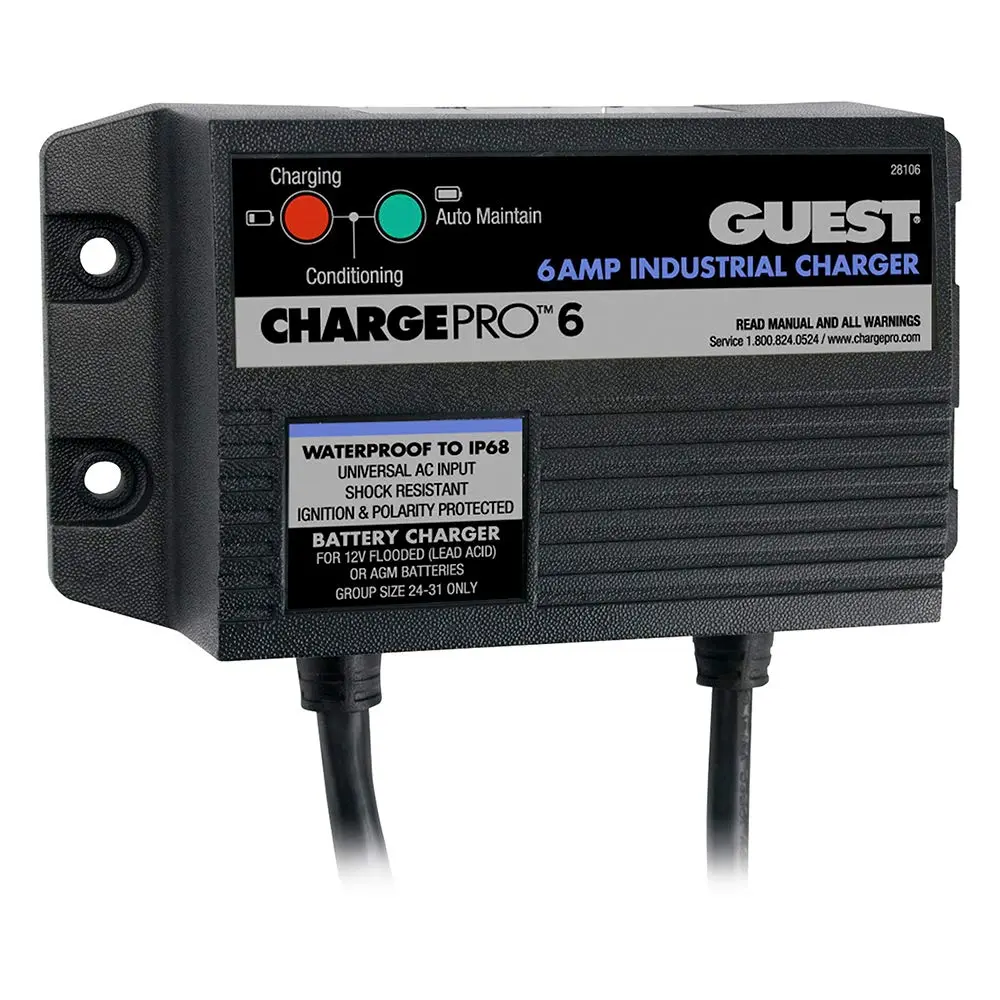 Marinco ChargePro 6A Waterproof Onboard Battery Charger | Microprocessor Controlled, 12V/6A, Universal Input - main product image