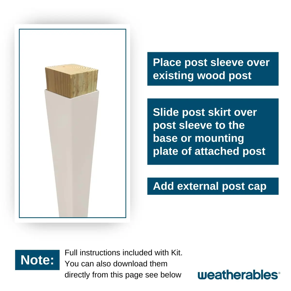 Weatherables Vinyl Railing Posts, Vinyl Post Kit 4 in. x 4 in. x 39 in. (Tan) | Easy Install, Durable Vinyl - view 2