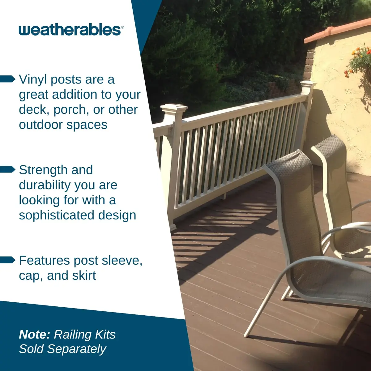 Weatherables Vinyl Railing Posts, Vinyl Post Kit 4 in. x 4 in. x 39 in. (Tan) | Easy Install, Durable Vinyl - view 3