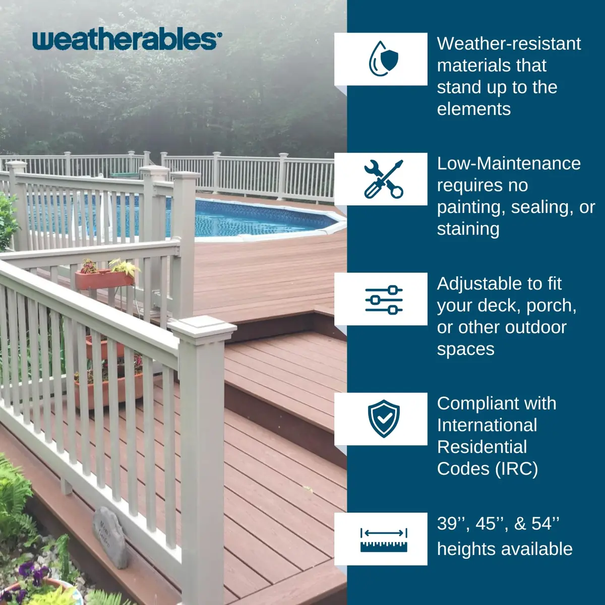 Weatherables Vinyl Railing Posts, Vinyl Post Kit 4 in. x 4 in. x 39 in. (Tan) | Easy Install, Durable Vinyl - view 4
