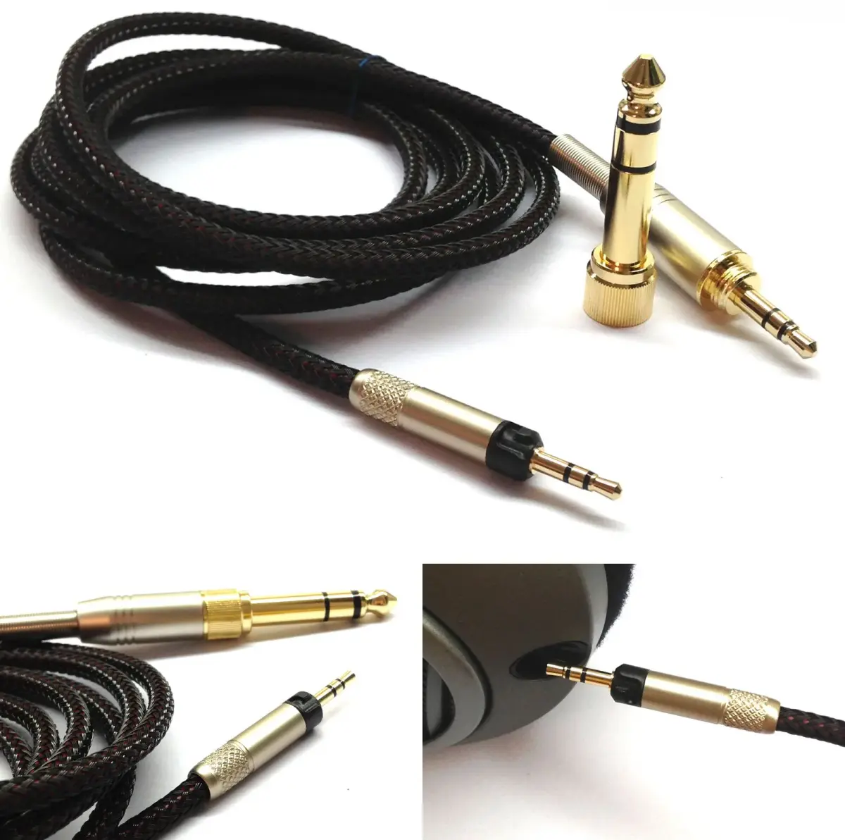 NewFantasia Replacement Braided Audio Cable for Audio Technica ATH-M50x/M40x/M70x Headphones 1.2m (4ft) - view 2