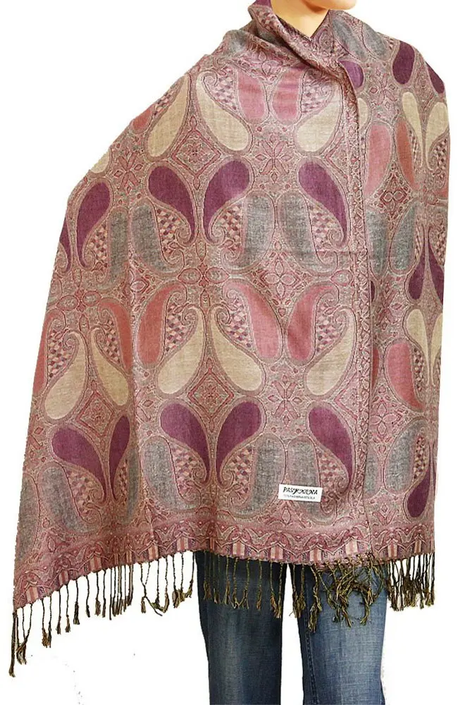 Falari Women's Woven Pashmina Shawl Wrap Scarf 80" x 27" Rosewood Pink | Elegant 55% Pashmina & Silk - main product image