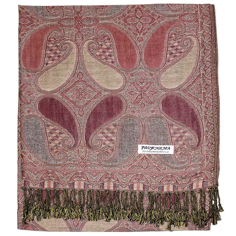 Falari Women's Woven Pashmina Shawl Wrap Scarf 80" x 27" Rosewood Pink | Elegant 55% Pashmina & Silk - view 2