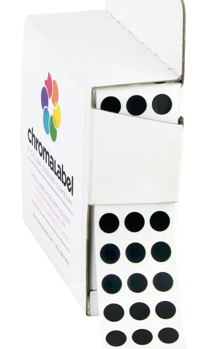 ChromaLabel Black Dot Stickers 1/4 Inch | Versatile Labeling Solution Made in USA - main product image