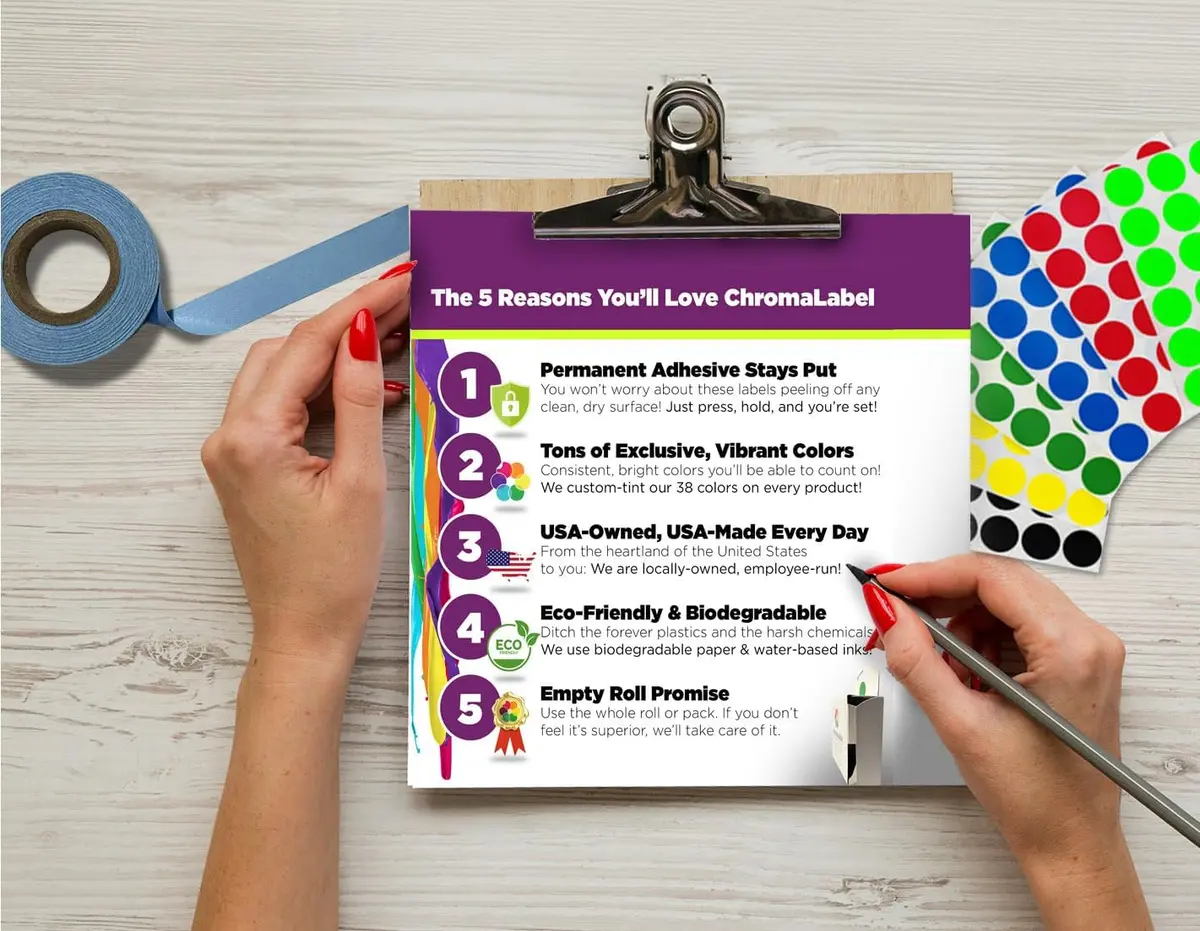 ChromaLabel Black Dot Stickers 1/4 Inch | Versatile Labeling Solution Made in USA - view 2