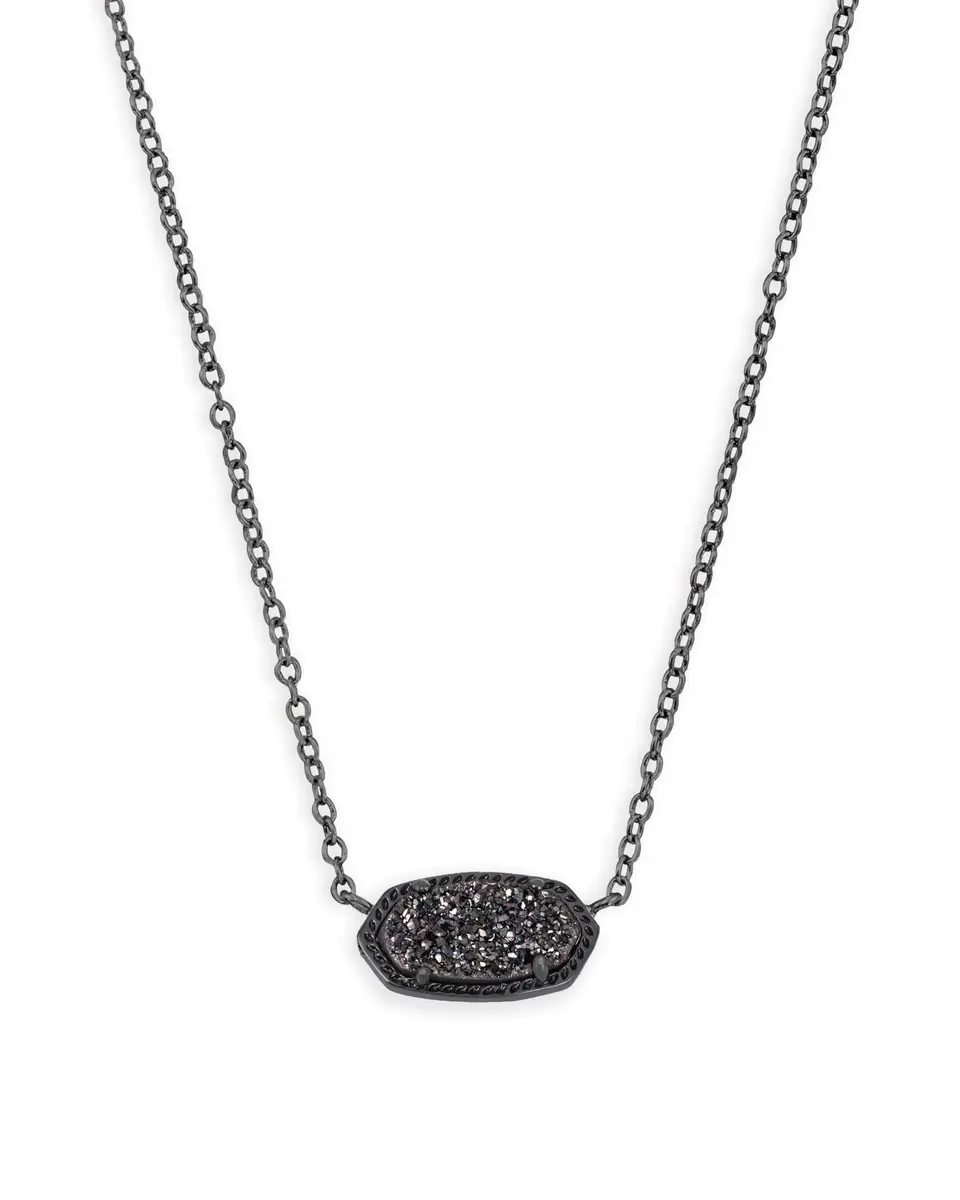Kendra Scott Elisa Pendant Necklace for Women, Gunmetal, Black Drusy | Signature Style for Daily Wear - main product image