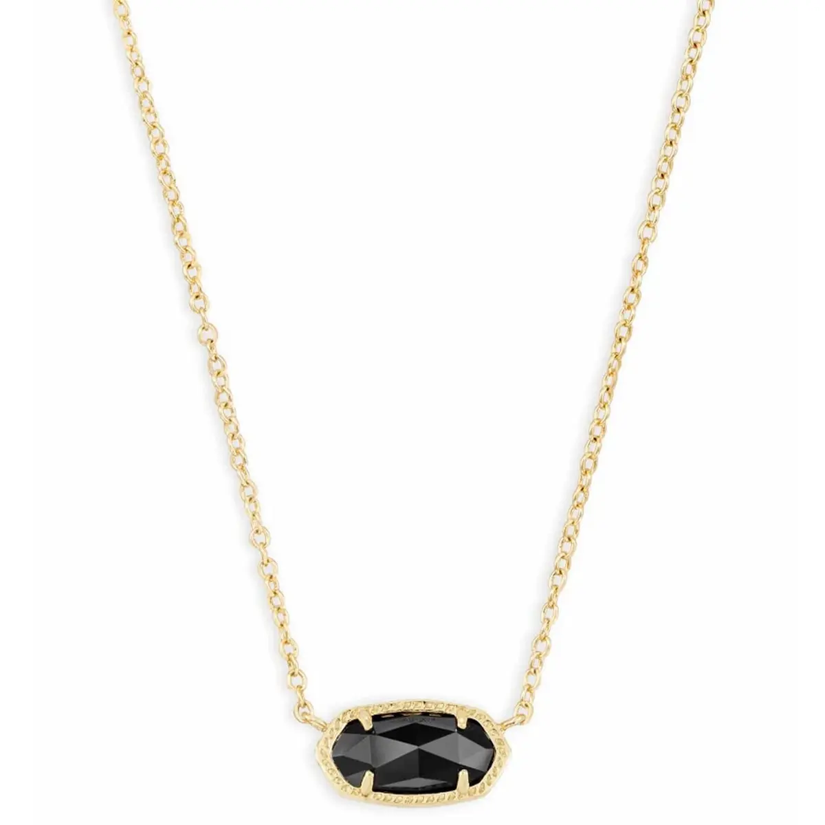 Kendra Scott Elisa Pendant Necklace for Women, 14k Gold-Plated, Black | Signature Signature Shape, Everyday Wear - main product image