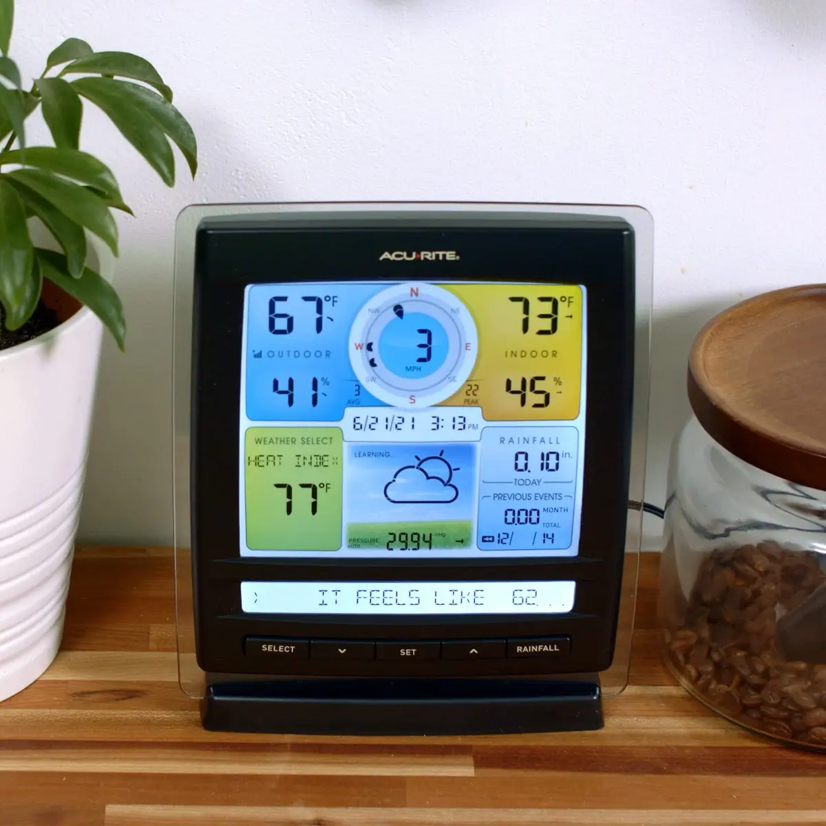 AcuRite Iris (5-in-1) Indoor/Outdoor Wireless Weather Station 2.63" D x 8.13" W x 6.75" H | Real-Time Weather Data with Color Display - view 6
