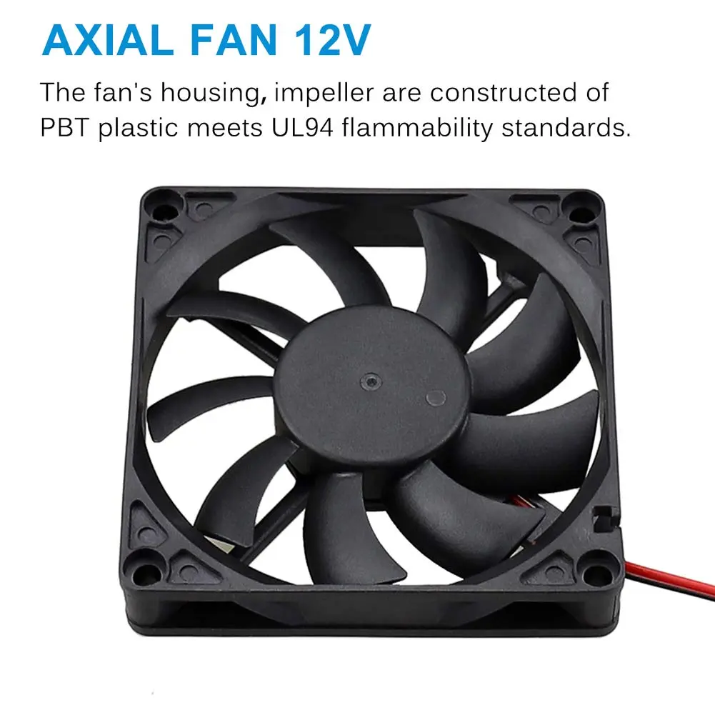 GDSTIME 80mm x 80mm x 15mm 12V Brushless DC Cooling Computer Case Fan 2Pin | 2700 RPM, 32.8 CFM, 27.8 dBA, 1.76 oz - view 5